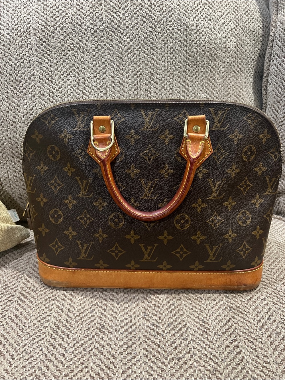 Louis Vuitton Brown Monogram Alma Handbag with Vachetta Trim
